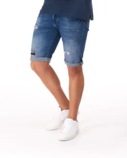 UOMO BERMUDA JEANS MEDIO ROTTURE