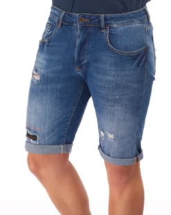 UOMO BERMUDA JEANS MEDIO ROTTURE