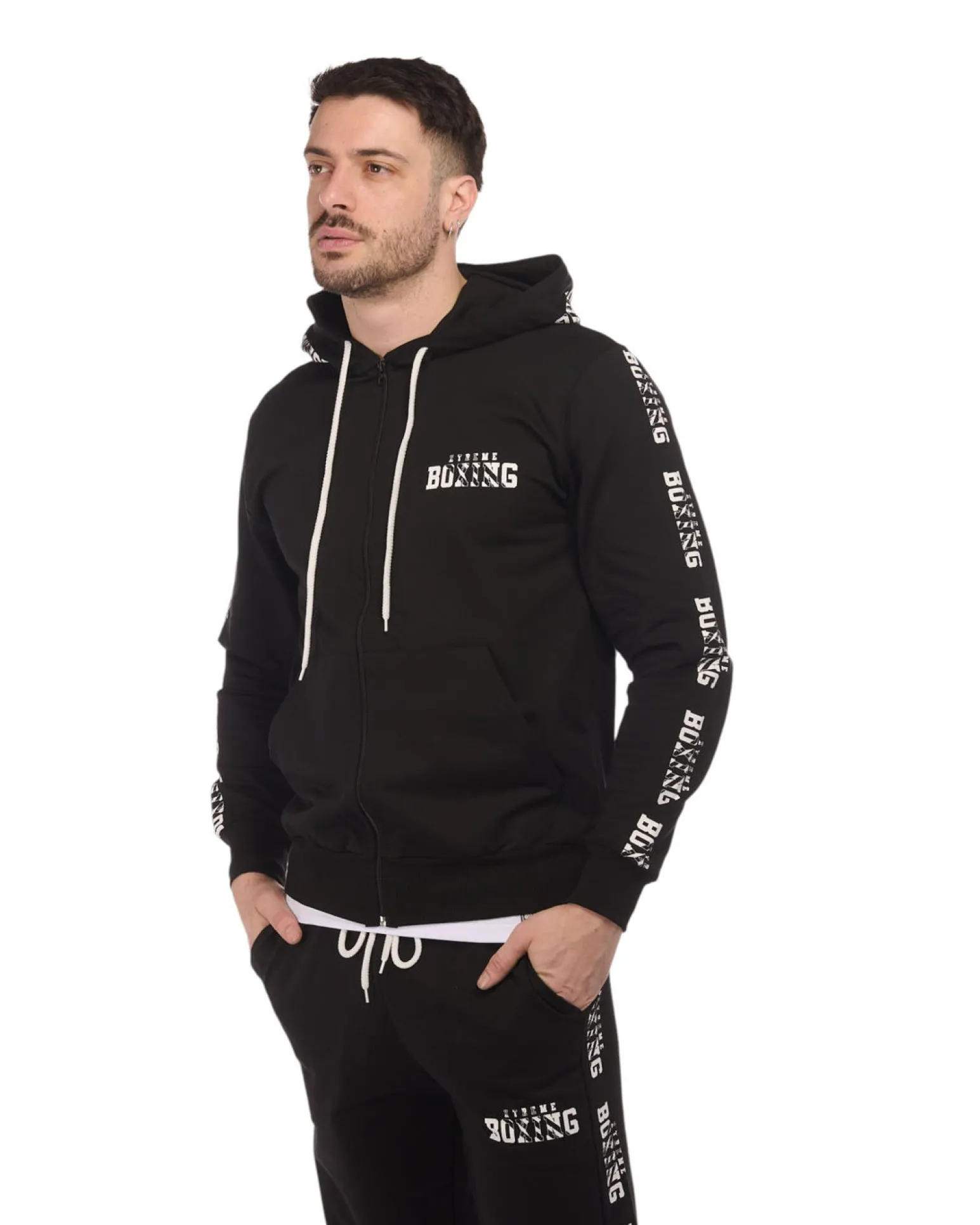 UOMO FELPA FULL ZIP CON CAPPUCCIO
