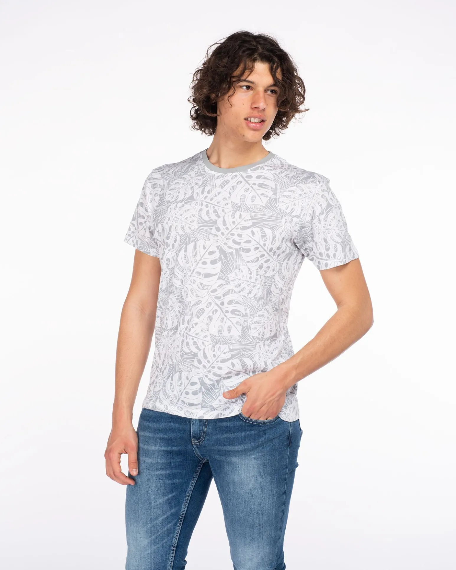 UOMO TSHIRT MEZZA MANICA CON FOGLIE