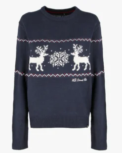 US GRAND - Maglione manica lunga blu con renna