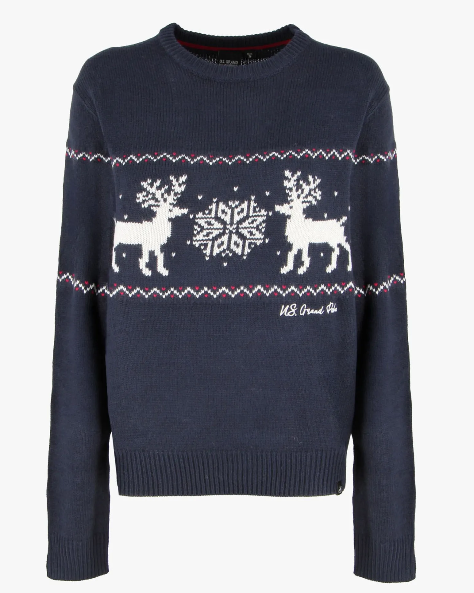 US GRAND - Maglione manica lunga blu con renna