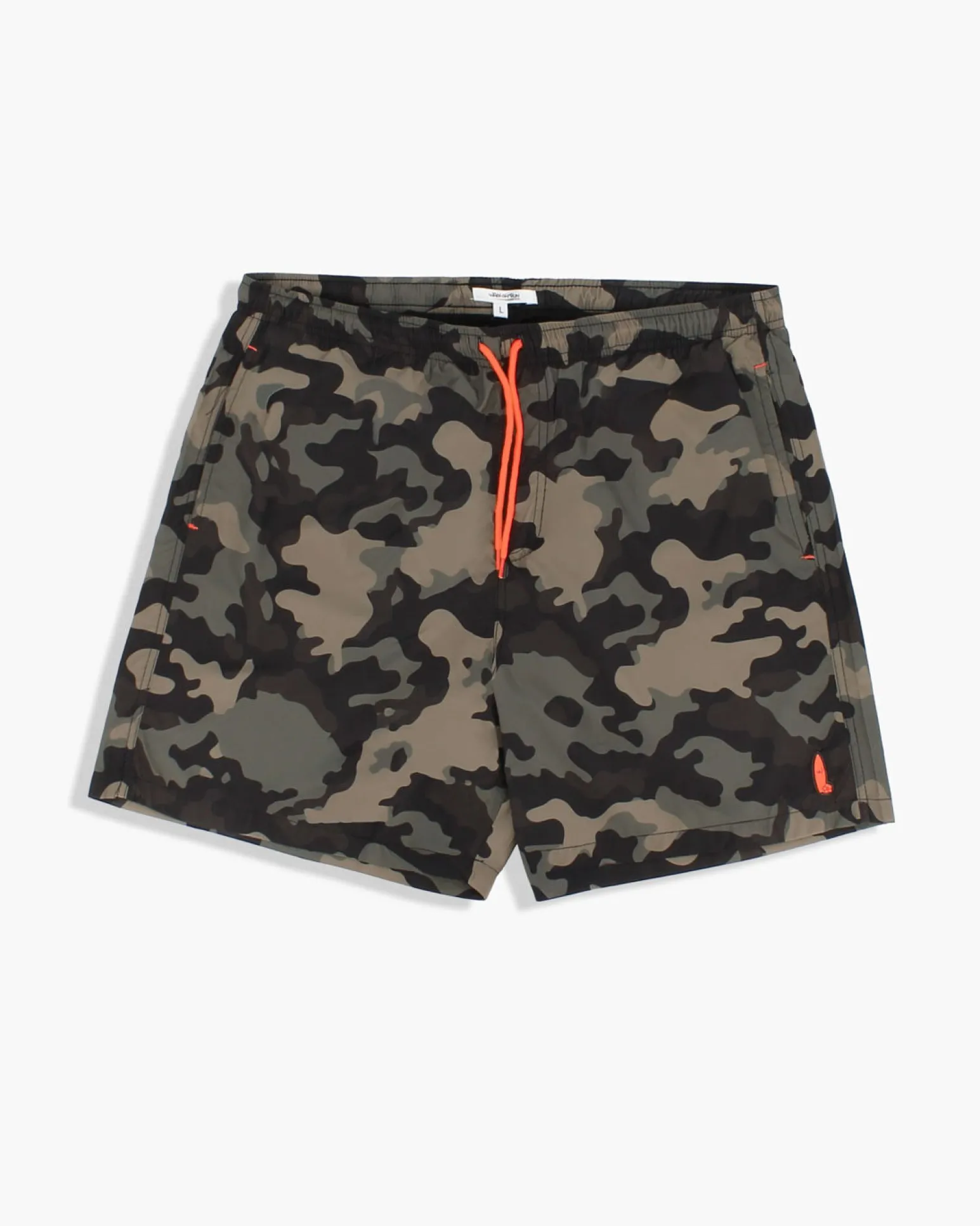 WAIKIKI RUN - BOXER DA MARE VERDE MILITARE CON DETTAGLI ARANCIONE FLUO DA UOMO - SCIPIO