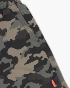 WAIKIKI RUN - BOXER DA MARE VERDE MILITARE CON DETTAGLI ARANCIONE FLUO DA UOMO - SCIPIO