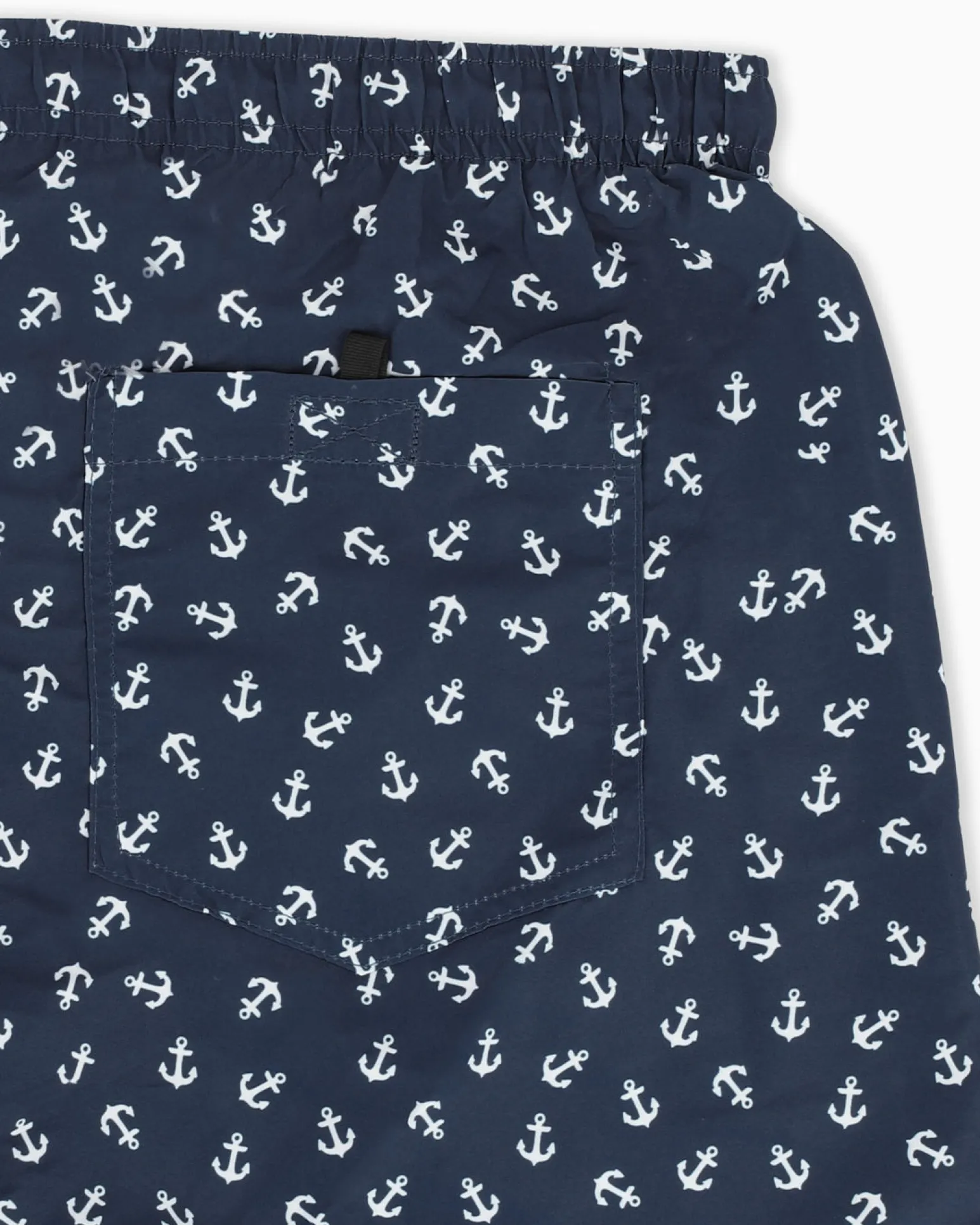WAIKIKI RUN - BOXER MARE BLU SCURO CON DETTAGLI GRAFICI DA UOMO, ANCORE