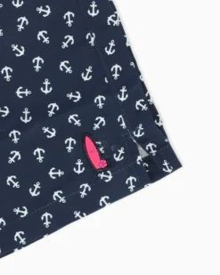 WAIKIKI RUN - BOXER MARE BLU SCURO CON DETTAGLI GRAFICI DA UOMO, ANCORE