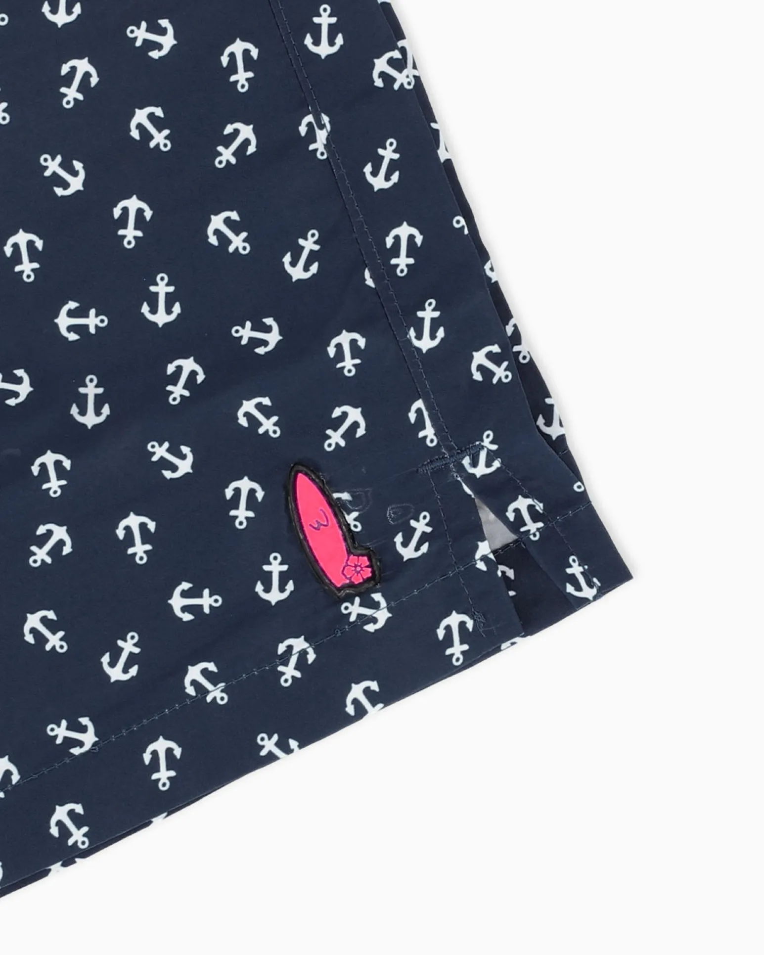 WAIKIKI RUN - BOXER MARE BLU SCURO CON DETTAGLI GRAFICI DA UOMO, ANCORE