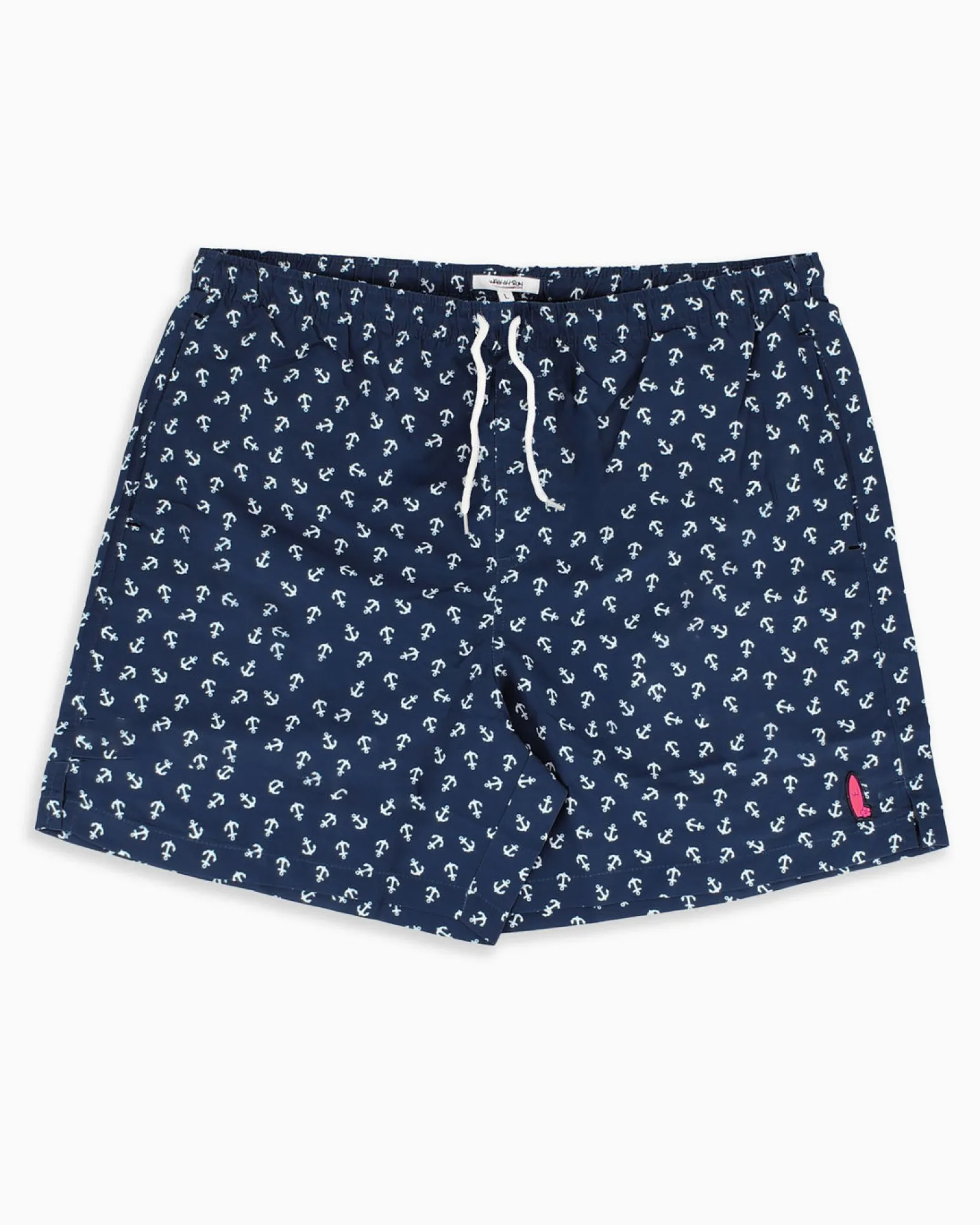WAIKIKI RUN - BOXER MARE BLU SCURO CON DETTAGLI GRAFICI DA UOMO, ANCORE