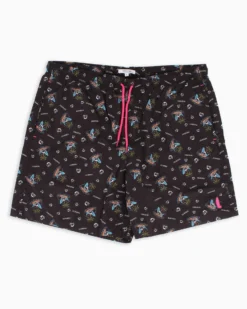 WAIKIKI RUN - BOXER MARE NERO CON DETTAGLI GRAFICI DA UOMO, IBIZA
