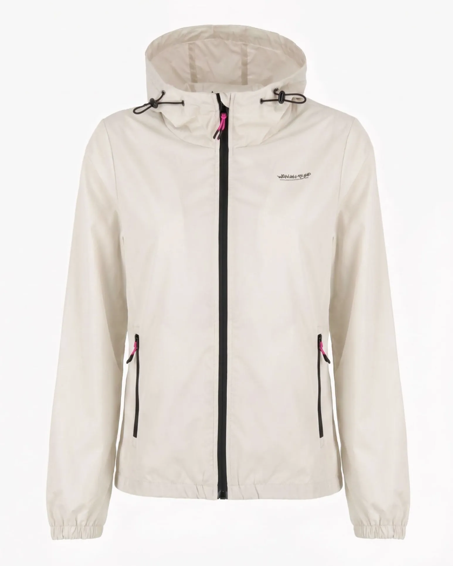 WAIKIKI RUN- K-WAY CON CAPPUCCIO DONNA BIANCO PERLA CON DETTAGLI FUXIA - LESINA