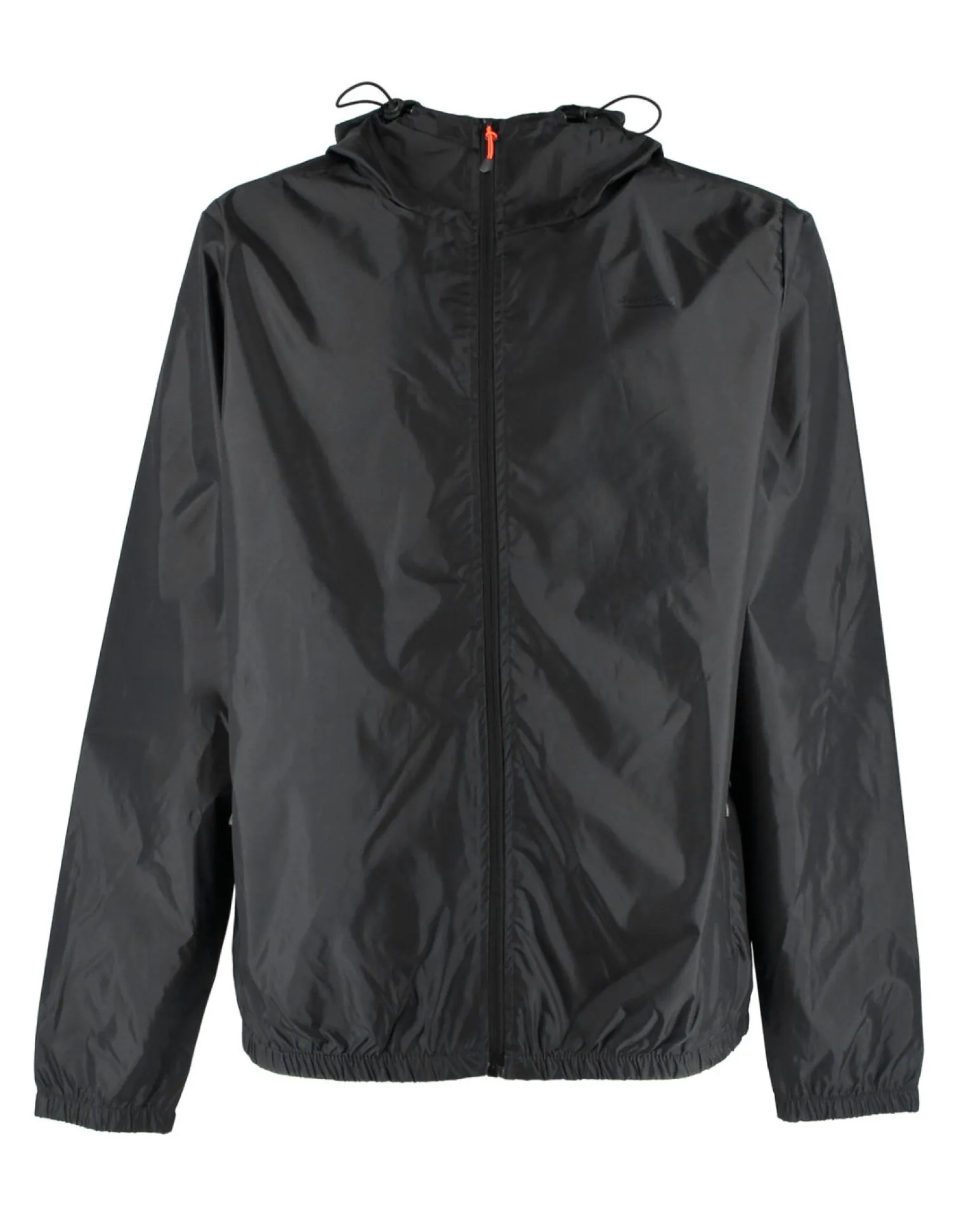 WAIKIKI RUN- K-WAY CON CAPPUCCIO FULL ZIP UOMO VERDE MILITARE CON DETTAGLI ARANCIONI FLUO - VERANO