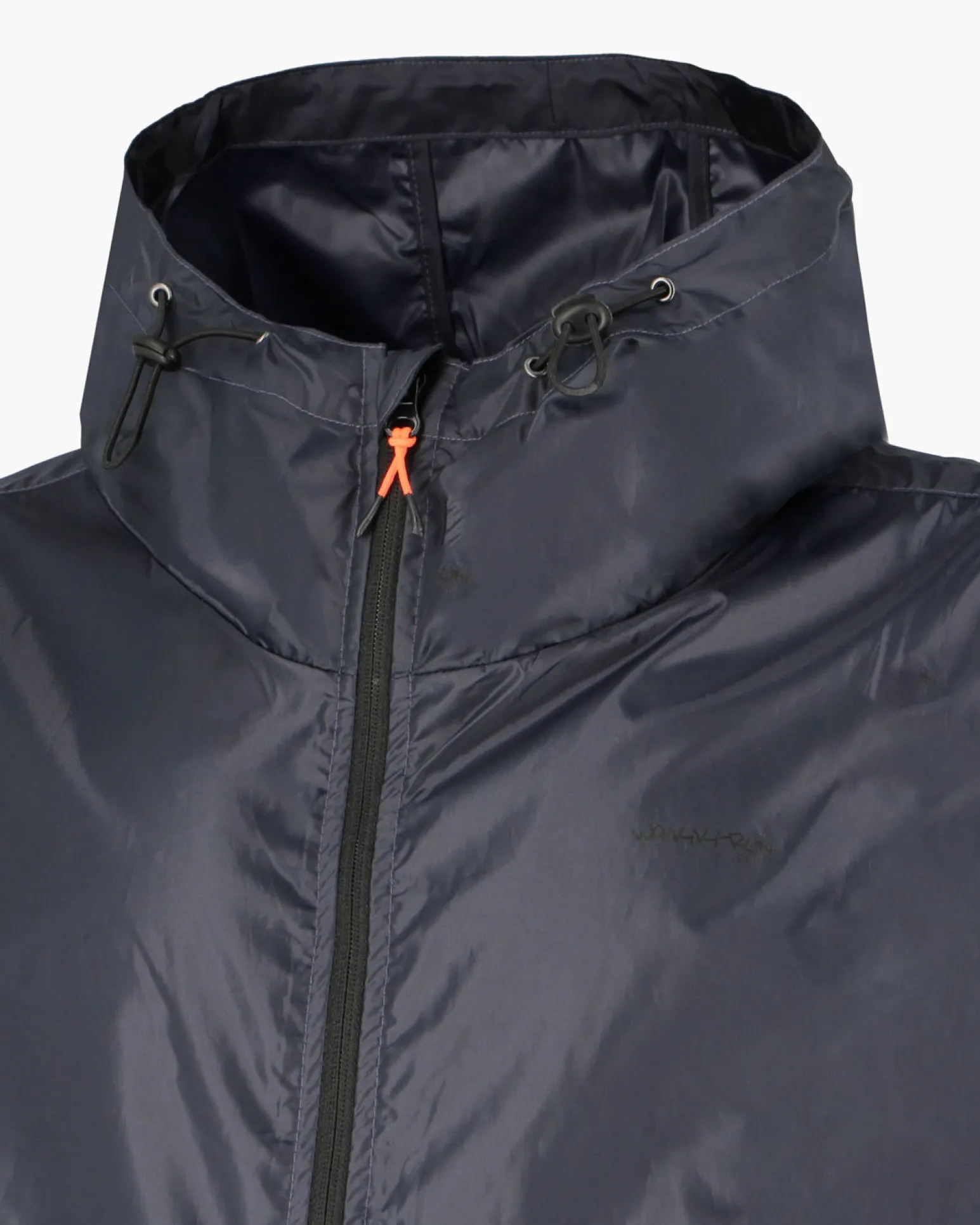 WAIKIKI RUN- K-WAY CON CAPPUCCIO FULL ZIP UOMO BLU SCURO CON DETTAGLI ARANCIONI FLUO - VERANO