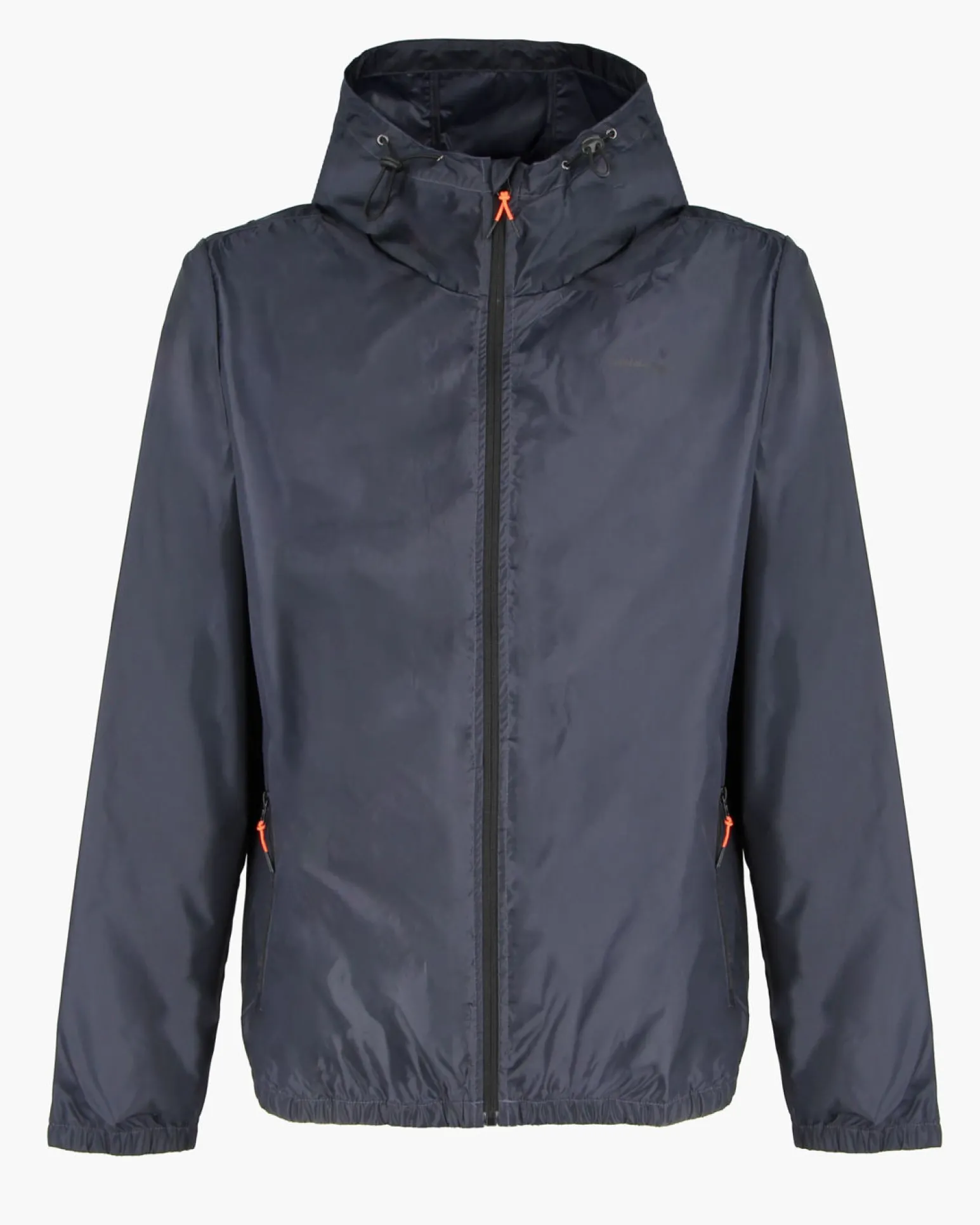 WAIKIKI RUN- K-WAY CON CAPPUCCIO FULL ZIP UOMO BLU SCURO CON DETTAGLI ARANCIONI FLUO - VERANO