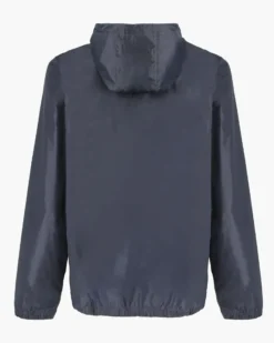 WAIKIKI RUN- K-WAY CON CAPPUCCIO FULL ZIP UOMO BLU SCURO CON DETTAGLI ARANCIONI FLUO - VERANO
