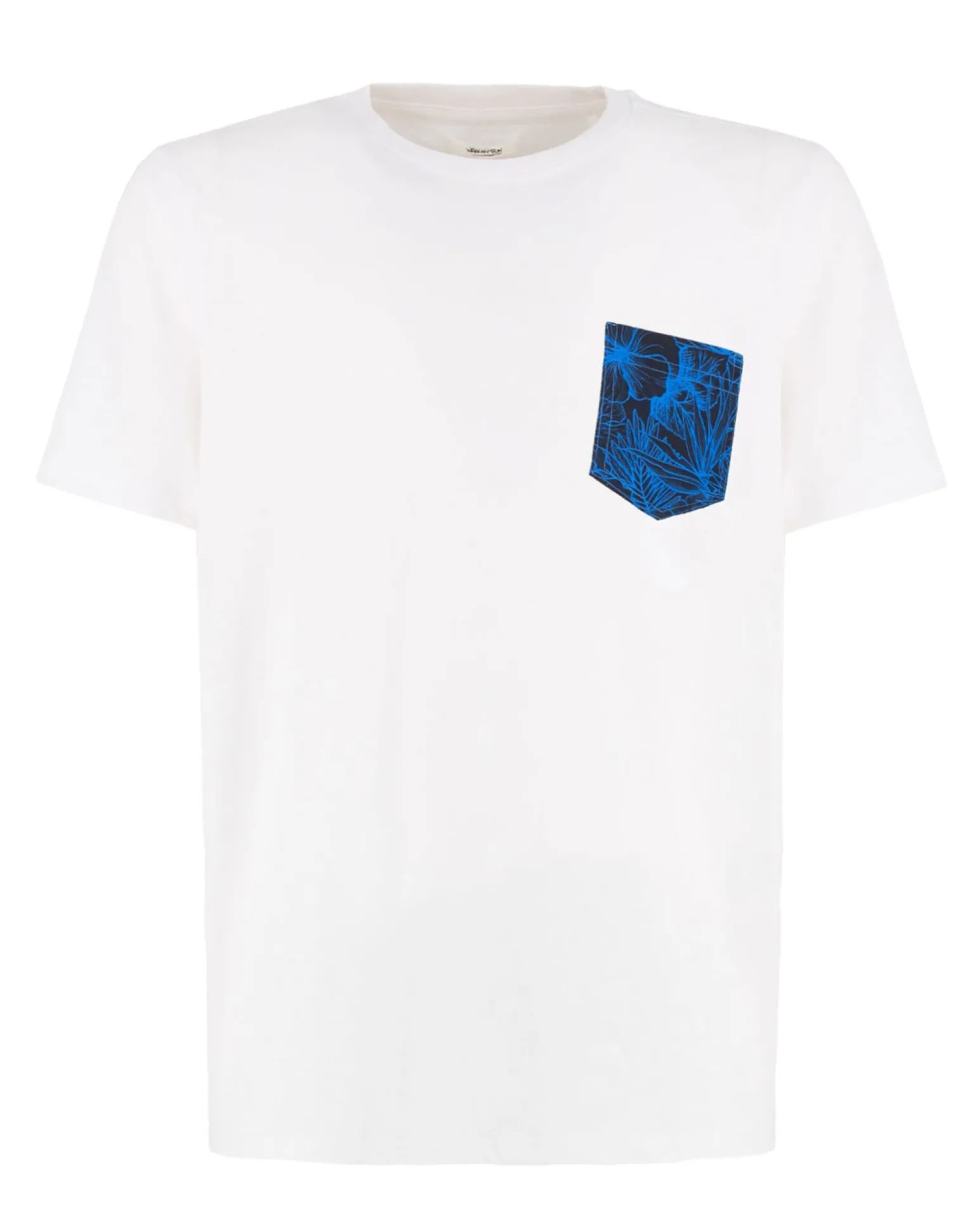 WAIKIKI RUN - T-SHIRT MEZZA MANICA CON TASCHINO BIANCA CON DETTAGLI FLOREALI, URANIO