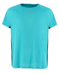 WAIKIKI RUN - T-SHIRT SPORTIVA JAQUARD WAFFLE IN MESH TRASPIRANTE  AZZURRA E NERA DA UOMO - PEPE