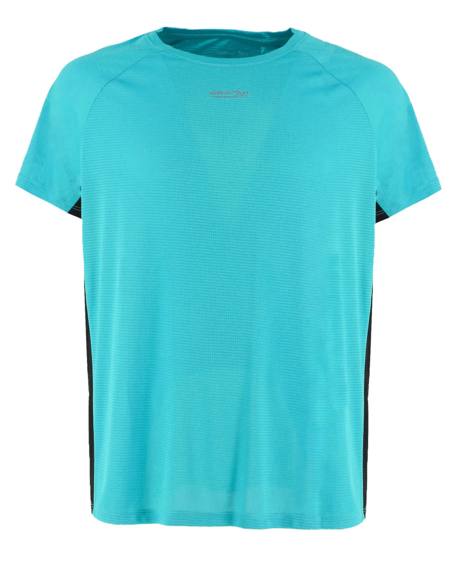WAIKIKI RUN - T-SHIRT SPORTIVA JAQUARD WAFFLE IN MESH TRASPIRANTE AZZURRA E NERA DA UOMO - PEPE