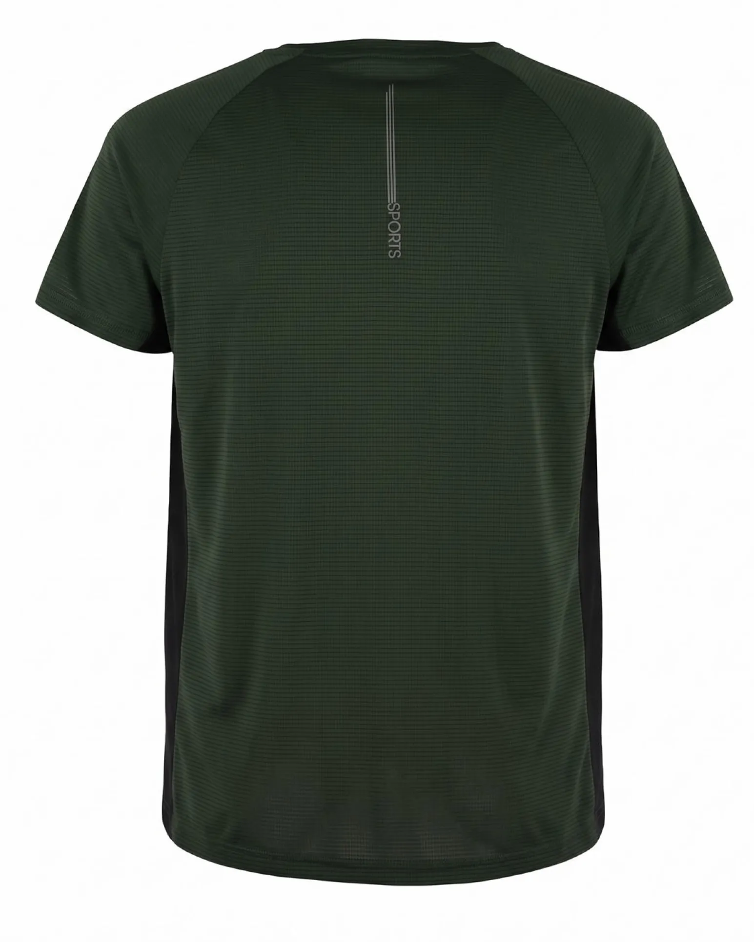 WAIKIKI RUN - T-SHIRT SPORTIVA JAQUARD WAFFLE IN MESH TRASPIRANTE VERDE SCURO E NERA DA UOMO - PEPE