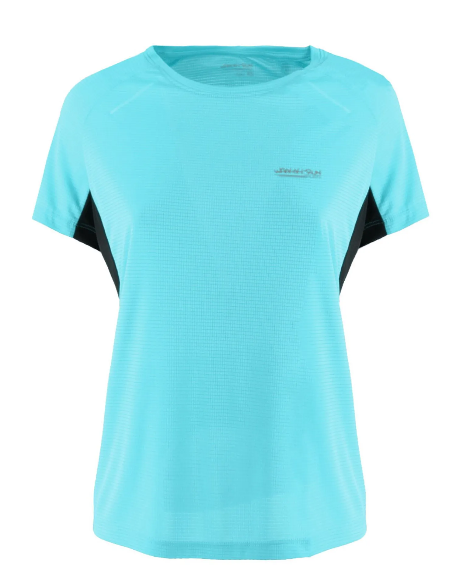WAIKIKI RUN - T-SHIRT SPORTIVA JAQUARD WAFFLE IN MESH TRASPIRANTE AZZURRA E NERA DA DONNA - MARCELA