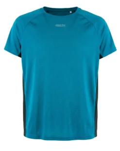 WAIKIKI RUN - T-SHIRT SPORTIVA JAQUARD WAFFLE IN MESH TRASPIRANTE  AZZURRA E NERA DA UOMO - PEPE