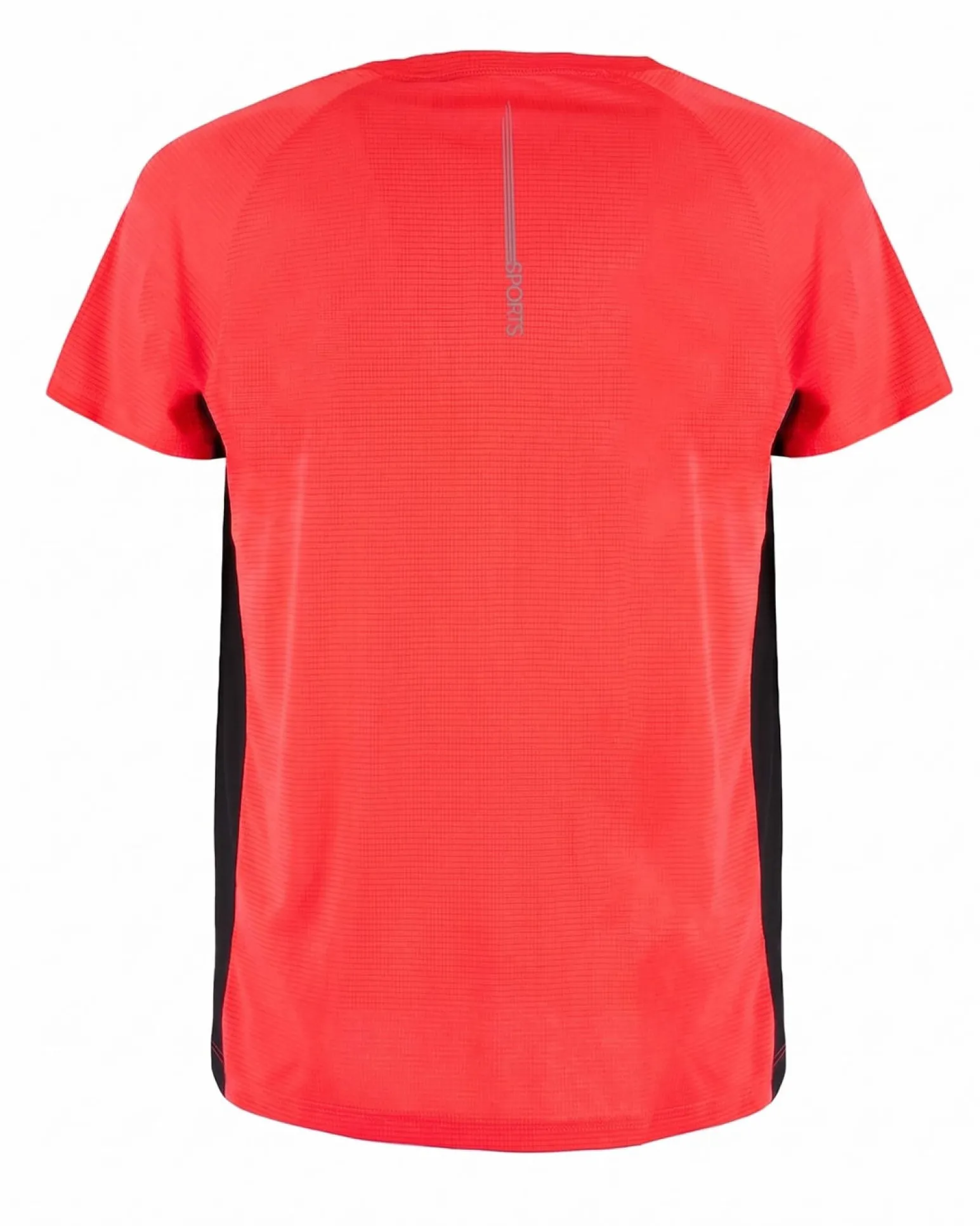 WAIKIKI RUN - T-SHIRT SPORTIVA JAQUARD WAFFLE IN MESH TRASPIRANTE ARANCIONE FLUO E NERA DA UOMO - PEPE