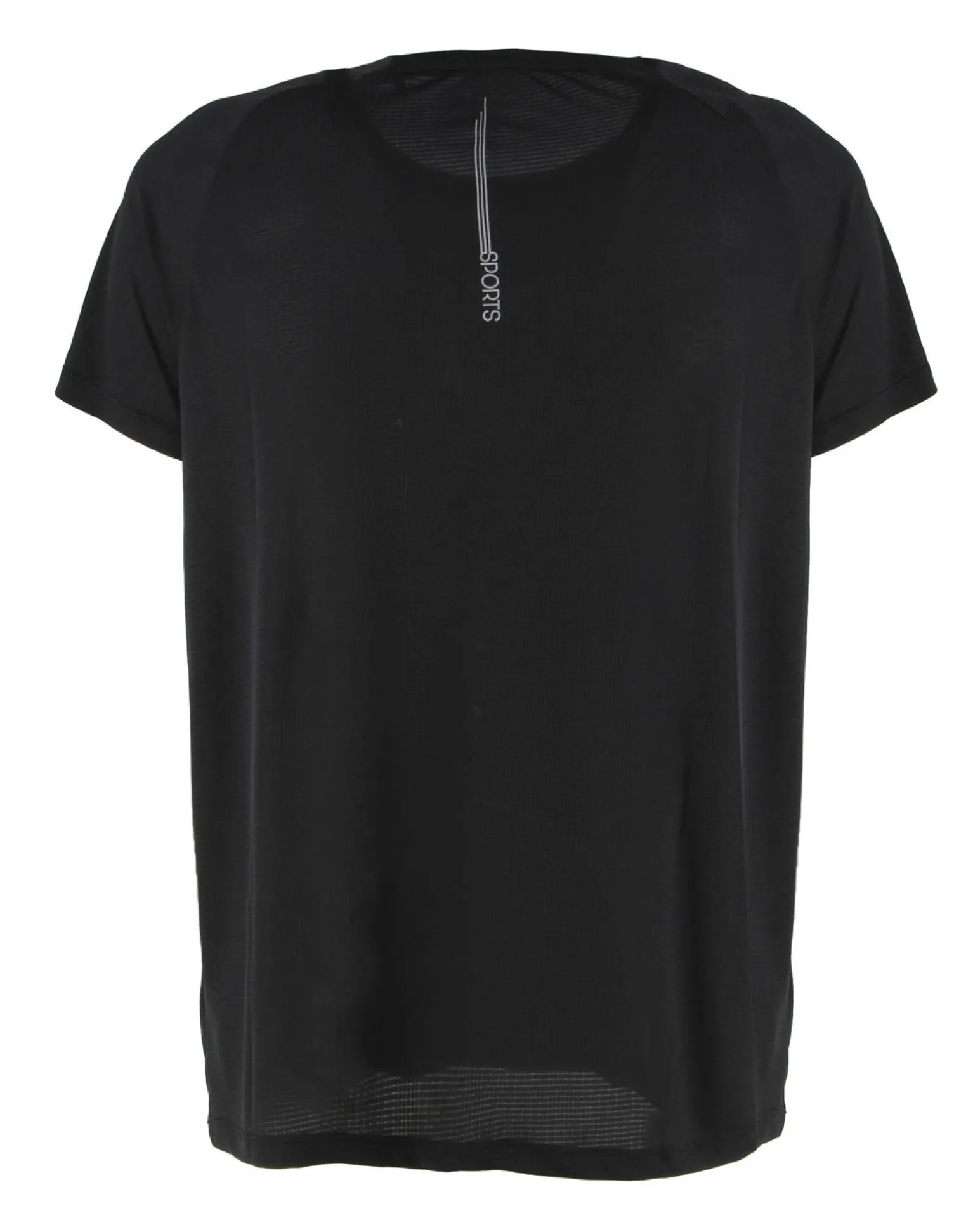 WAIKIKI RUN - T-SHIRT SPORTIVA JAQUARD WAFFLE IN MESH TRASPIRANTE NERA DA UOMO - PEPE