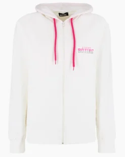 XTREME BOXING - Felpa con cappuccio e zip completa panna da donna in cotone
