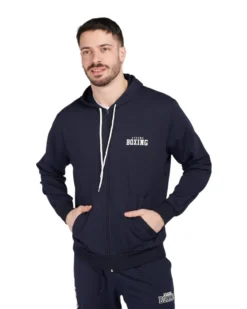 XTREME BOXING - Felpa con cappuccio full zip blu in cotone