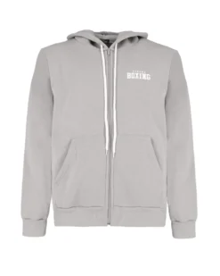 XTREME BOXING - FELPA GRIGIA DA UOMO CON ZIP E CAPPUCCIO