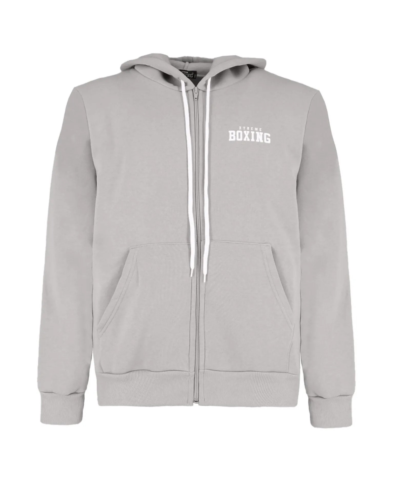 XTREME BOXING - FELPA GRIGIA DA UOMO CON ZIP E CAPPUCCIO