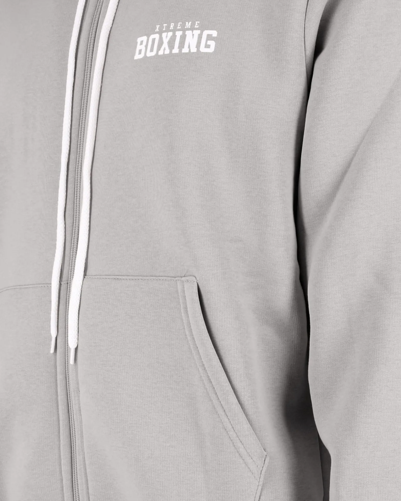 XTREME BOXING - FELPA GRIGIA DA UOMO CON ZIP E CAPPUCCIO
