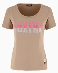 XTREME BOXING - TSHIRT CAMEL DA DONNA CON LOGO GLITTER