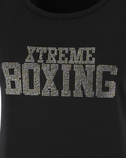 XTREME BOXING - TSHIRT NERA DA DONNA CON LOGO GLITTER