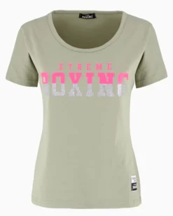 XTREME BOXING - TSHIRT VERDE DA DONNA CON LOGO GLITTER