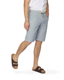 YELLOW DOG - BERMUDA DA UOMO BLU TASCA AMERICA A RIGHE CON LACCIO