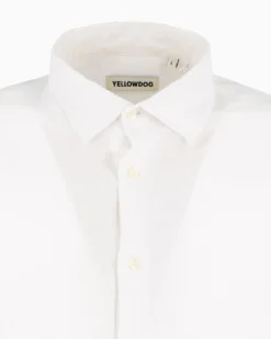 YELLOW DOG - Camicia manica lunga riga goffrato bianca in cotone