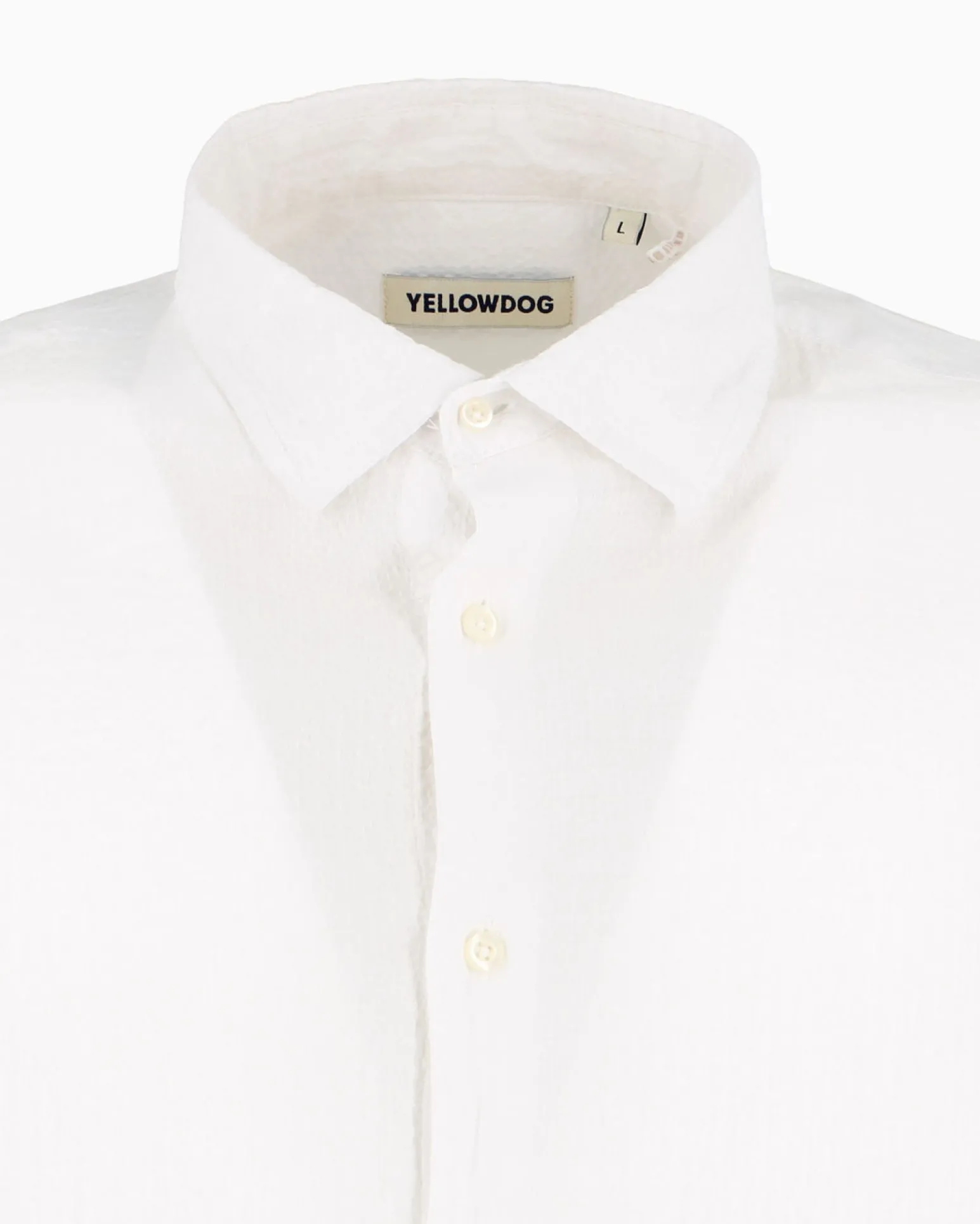 YELLOW DOG - Camicia manica lunga riga goffrato bianca in cotone