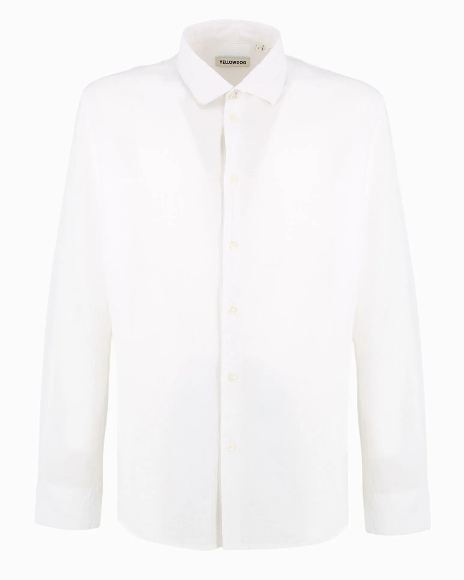 YELLOW DOG - Camicia manica lunga riga goffrato bianca in cotone