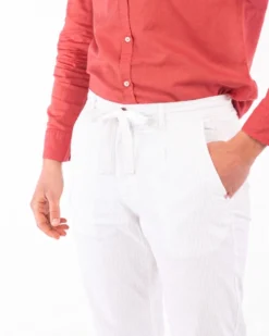 YELLOW DOG - Pantalaccio tasca america riga goffrato bianco