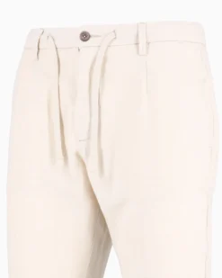 YELLOW DOG - Pantalone beige tasca america con laccio misto lino