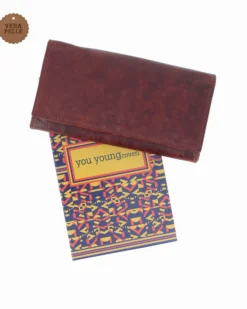 YOU YOUNG COVERI - Portafoglio rosso in VERA PELLE con patta e doppia tasca posteriore