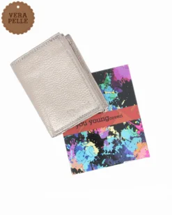 YOU YOUNG COVERI - Portafoglio grigio in VERA PELLE da donna