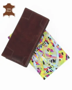 YOU YOUNG COVERI - Portafoglio marrone da uomo in VERA PELLE con patta