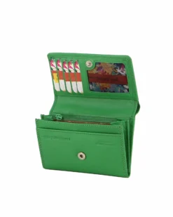 YOU YOUNG COVERI - Portafoglio verde in VERA PELLE da donna con patta e zip posteriore