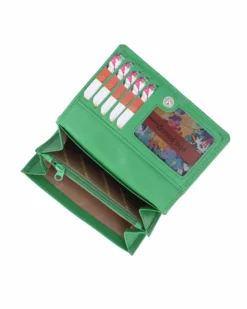 YOU YOUNG COVERI - Portafoglio verde in VERA PELLE da donna con patta e zip posteriore