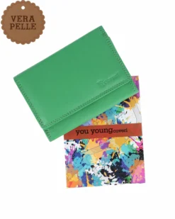 YOU YOUNG COVERI - Portafoglio taupe in VERA PELLE con patta e tasca portamonete