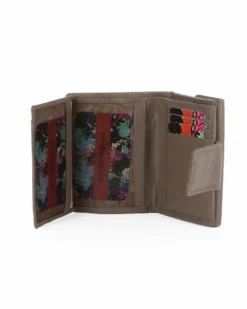YOU YOUNG COVERI - Portafoglio taupe in VERA PELLE con pattina e taschino portamontete