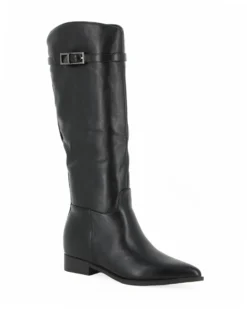 ZOE - Stivale nero con zip laterale e cinturino con fibbia, tacco 2,5CM