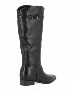 ZOE - Stivale nero con zip laterale e cinturino con fibbia, tacco 2,5CM
