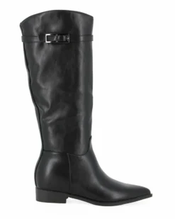 ZOE - Stivale nero con zip laterale e cinturino con fibbia, tacco 2,5CM